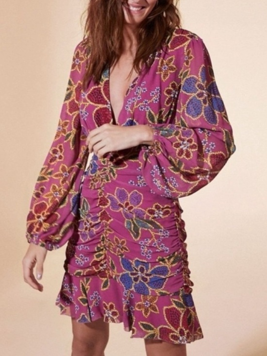 FARM Rio Dresses & Skirts - FARM Rio Purple Floral Sparkle Mini Dress M